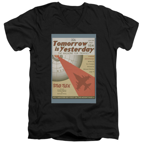 Image for Star Trek Juan Ortiz Episode Poster V Neck T-Shirt - Ep. 19 Tomorrow is Yesterday on Black