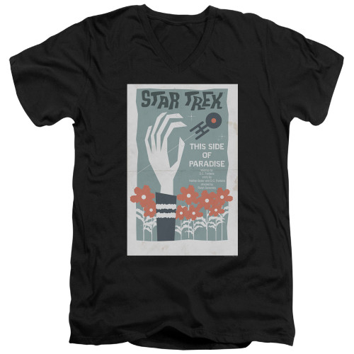 Image for Star Trek Juan Ortiz Episode Poster V Neck T-Shirt - Ep. 24 This Side of Paradise on Black