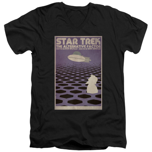 Image for Star Trek Juan Ortiz Episode Poster V Neck T-Shirt - Ep. 27 the Alternative Factor on Black