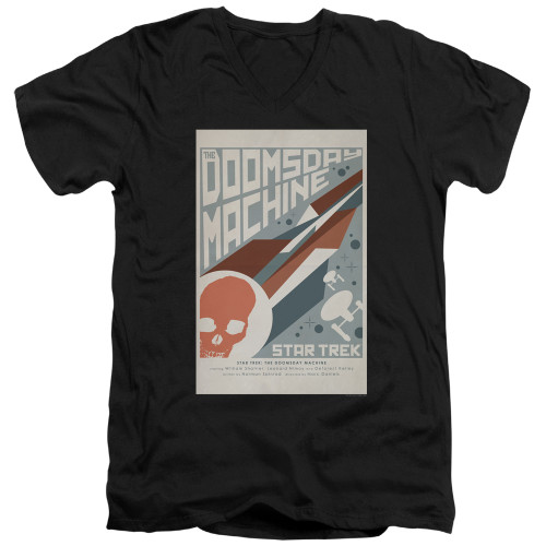 Image for Star Trek Juan Ortiz Episode Poster V Neck T-Shirt - Ep. 35 the Doomsday Machine on Black