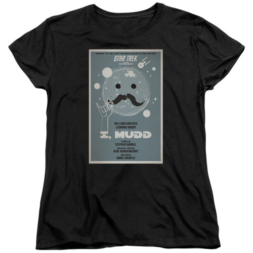 Image for Star Trek Juan Ortiz Episode Poster Womans T-Shirt - Ep. 37 I, Mudd on Black