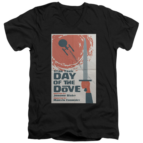 Image for Star Trek Juan Ortiz Episode Poster V Neck T-Shirt - Ep. 62 Day of the Dove on Black