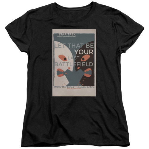 Star Trek Juan Ortiz Episode Poster Womans T-Shirt - Ep. 70 Let That be Your Last Battlefield on Black