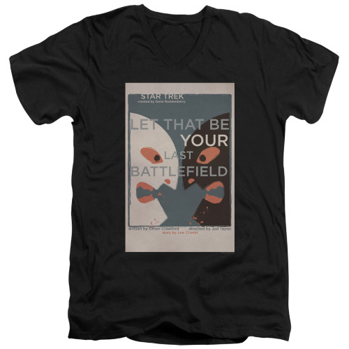 Star Trek Juan Ortiz Episode Poster V Neck T-Shirt - Ep. 70 Let That be Your Last Battlefield on Black