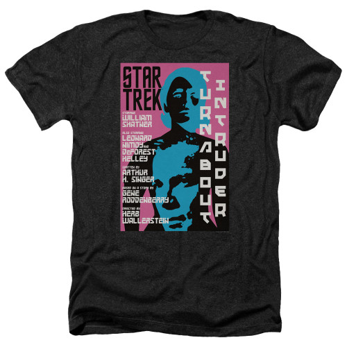 Star Trek Juan Ortiz Episode Poster Heather T-Shirt - Ep. 79 Turnabout Intruder on Black