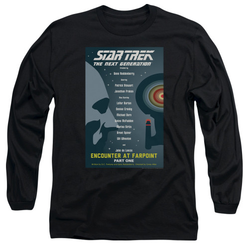 Image for Star Trek the Next Generation Juan Ortiz Episode Poster Long Sleeve Shirt - Season 1 Ep. 2 - Encounter at Farpoint Part One on Black