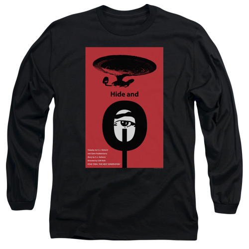 Image for Star Trek the Next Generation Juan Ortiz Episode Poster Long Sleeve Shirt - Season 1 Ep. 10 Hide and Q on Black