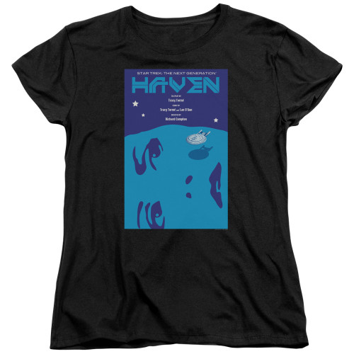 Image for Star Trek the Next Generation Juan Ortiz Episode Poster Womans T-Shirt - Season 1 Ep. 11 Haven on Black