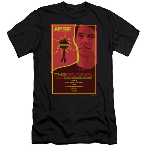 Image for Star Trek the Next Generation Juan Ortiz Episode Poster Premium Canvas Premium Shirt - Season 1 Ep. 21 the Arsenal of Freedom on Black