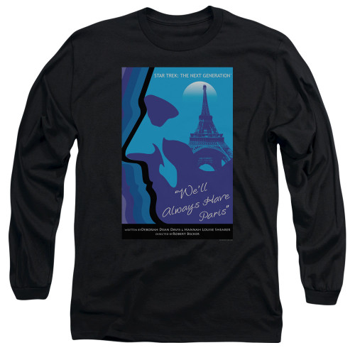 Image for Star Trek the Next Generation Juan Ortiz Episode Poster Long Sleeve Shirt - Season 1 Ep. 24 We'll Always Have Paris on Black