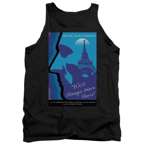 Image for Star Trek the Next Generation Juan Ortiz Episode Poster Tank Top - Season 1 Ep. 24 We'll Always Have Paris on Black