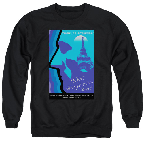 Image for Star Trek the Next Generation Juan Ortiz Episode Poster Crewneck - Season 1 Ep. 24 We'll Always Have Paris on Black