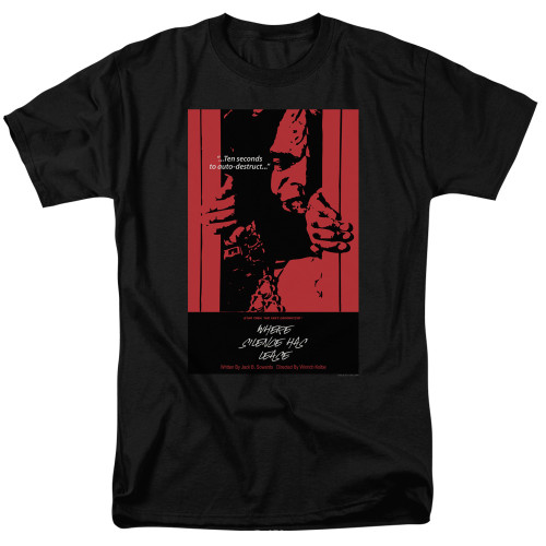 Image for Star Trek the Next Generation Juan Ortiz Episode Poster T-Shirt - Season 2 Ep. 2 Where Silence Has Lease on Black