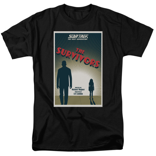 Image for Star Trek the Next Generation Juan Ortiz Episode Poster T-Shirt - Season 3 Ep. 3 the Survivors on Black