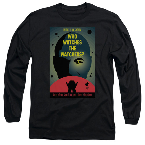 Image for Star Trek the Next Generation Juan Ortiz Episode Poster Long Sleeve Shirt - Season 3 Ep. 4 Who Watches the Watchers on Black