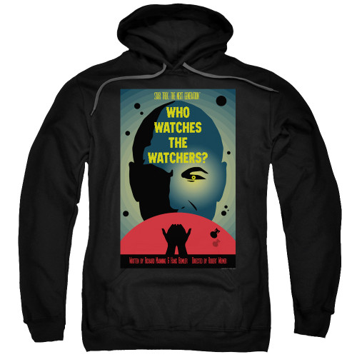 Image for Star Trek the Next Generation Juan Ortiz Episode Poster Hoodie - Season 3 Ep. 4 Who Watches the Watchers on Black