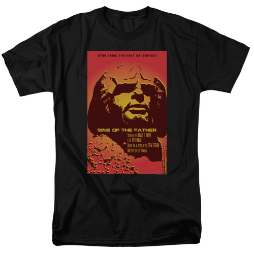 Image for Star Trek the Next Generation Juan Ortiz Episode Poster T-Shirt - Season 3 Ep. 17 Sins of the Father on Black