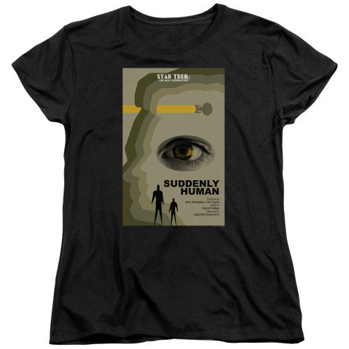 Image for Star Trek the Next Generation Juan Ortiz Episode Poster Womans T-Shirt - Season 4 Ep. 4 Suddenly Human on Black