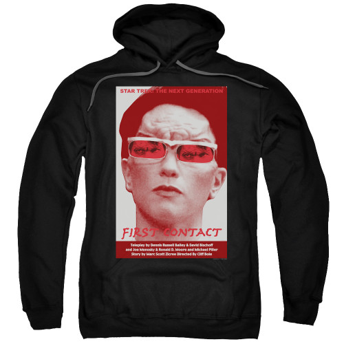 Image for Star Trek the Next Generation Juan Ortiz Episode Poster Hoodie - Season 4 Ep. 15 First Contact on Black