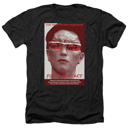 Image for Star Trek the Next Generation Juan Ortiz Episode Poster Heather T-Shirt - Season 4 Ep. 15 First Contact on Black