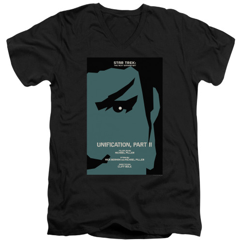 Image for Star Trek the Next Generation Juan Ortiz Episode Poster V Neck T-Shirt - Season 5 Ep. 7 Unification Part II on Black