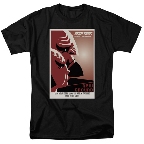 Image for Star Trek the Next Generation Juan Ortiz Episode Poster T-Shirt - Season 5 Ep. 10 New Ground on Black