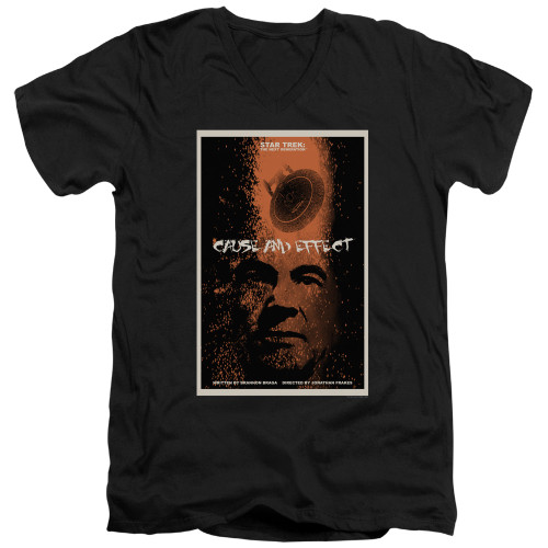 Image for Star Trek the Next Generation Juan Ortiz Episode Poster V Neck T-Shirt - Season 5 Ep. 18 Cause and Effect on Black