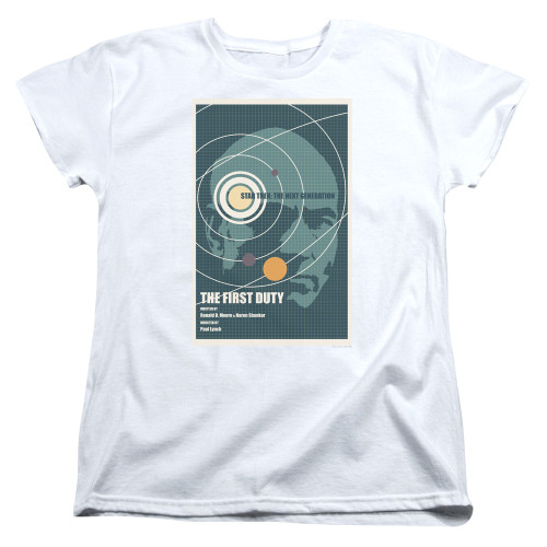 Image for Star Trek the Next Generation Juan Ortiz Episode Poster Womans T-Shirt - Season 5 Ep. 19 the First Duty