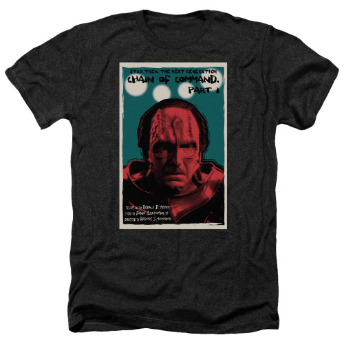 Image for Star Trek the Next Generation Juan Ortiz Episode Poster Heather T-Shirt - Season 6 Ep. 10 Chain of Command Part I on Black