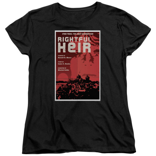 Image for Star Trek the Next Generation Juan Ortiz Episode Poster Womans T-Shirt - Season 6 Ep. 23 Rightful Heir on Black