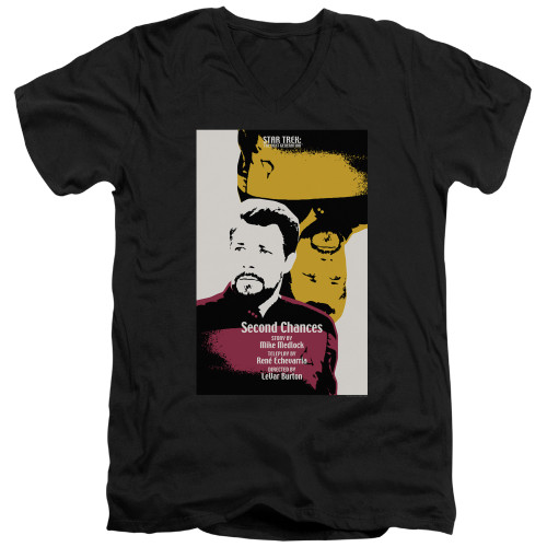 Image for Star Trek the Next Generation Juan Ortiz Episode Poster V Neck T-Shirt - Season 6 Ep. 24 Second Chances on Black