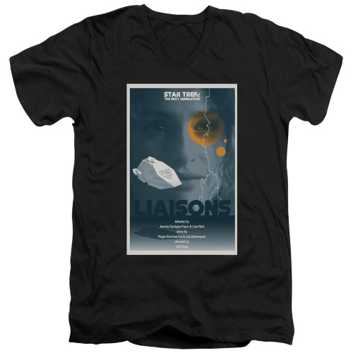 Image for Star Trek the Next Generation Juan Ortiz Episode Poster V Neck T-Shirt - Season 7 Ep. 2 Liaisons on Black