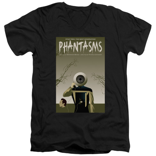 Image for Star Trek the Next Generation Juan Ortiz Episode Poster V Neck T-Shirt - Season 7 Ep. 6 Phantasms on Black