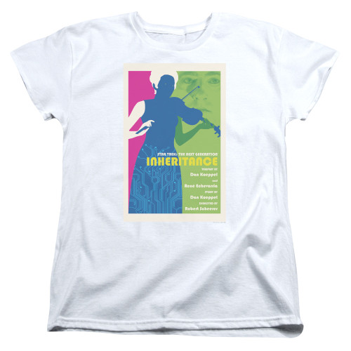 Image for Star Trek the Next Generation Juan Ortiz Episode Poster Womans T-Shirt - Season 7 Ep. 10 Inheritance