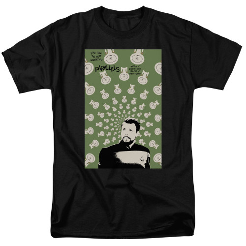 Image for Star Trek the Next Generation Juan Ortiz Episode Poster T-Shirt - Season 7 Ep. 11 Parallels on Black