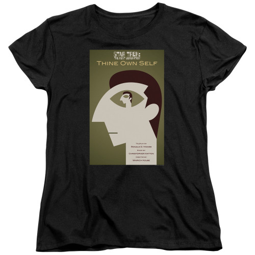 Image for Star Trek the Next Generation Juan Ortiz Episode Poster Womans T-Shirt - Season 7 Ep. 16 Thine Own Self on Black