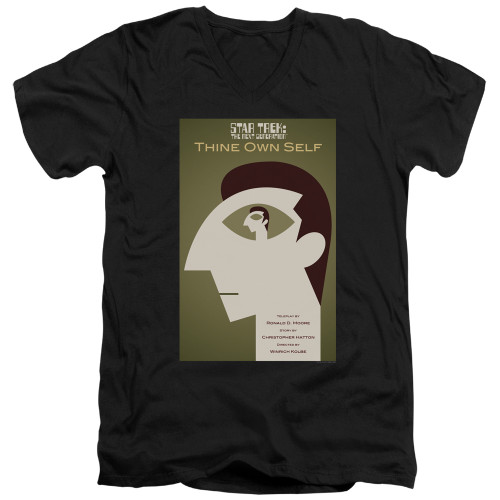 Image for Star Trek the Next Generation Juan Ortiz Episode Poster V Neck T-Shirt - Season 7 Ep. 16 Thine Own Self on Black