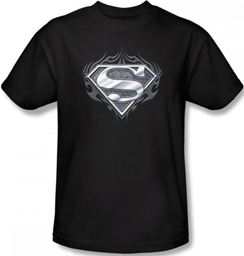 Image Closeup for Superman T-Shirt - Biker Metal Logo