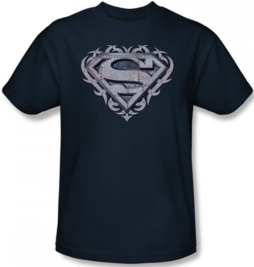 Image Closeup for Superman T-Shirt - Tribal Steel Shield Logo