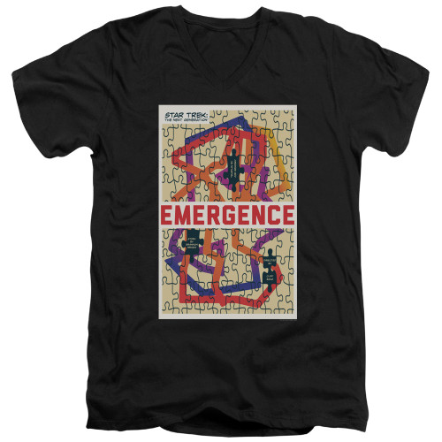 Image for Star Trek the Next Generation Juan Ortiz Episode Poster V Neck T-Shirt - Season 7 Ep. 23 Emergence on Black