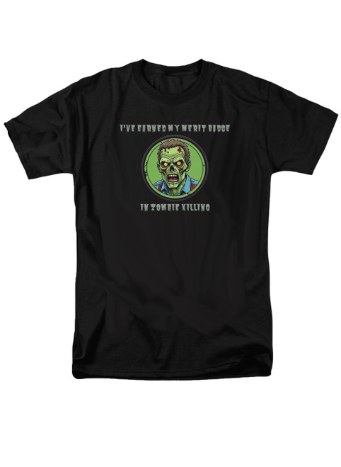 Image for I've Earned My Merit Badge in Zombie Killing T-Shirt on Black