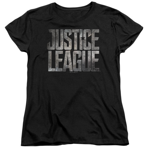 Image for Justice League Movie Womans T-Shirt - Metal Logo