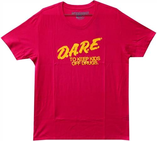 Image Closeup for DARE to Keep Kids Off Drugs 80's Fuschia T-Shirt