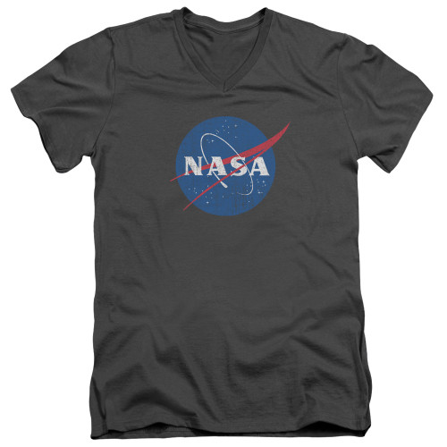 Image for NASA V Neck T-Shirt - Meatball Logo Distressed