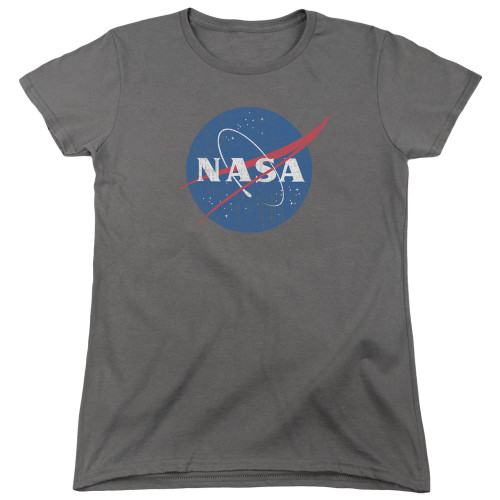 Image for NASA Womans T-Shirt - Meatball Logo Distressed