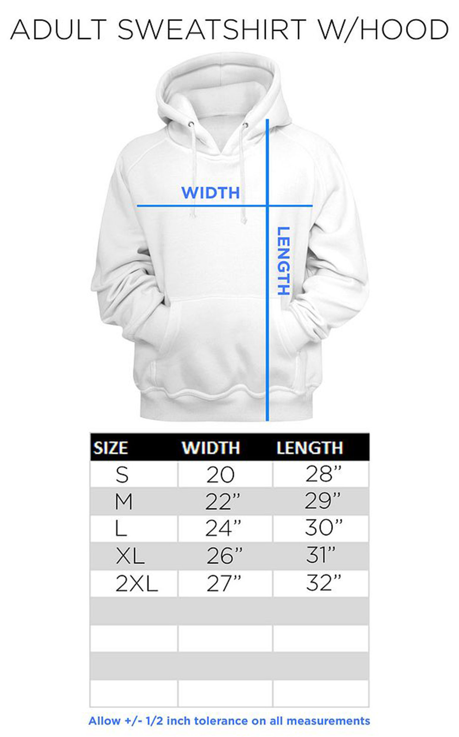 Size Chart for AC/DC - Distressed High Voltage Hoodie