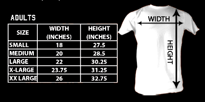 Sizing chart for Bruce Lee Tank Top - Rainbow Shades AMC-BL524