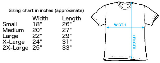 Sizing chart for Ferris Bueller Save Ferris T-Shirt RPJ-FEAS1001