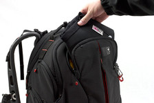 The LENSKIRT slips into camera bag pockets easily when folded.