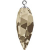 Swarovski 6541 24mm Twisted Drop (half hole)-classic cap Pendants Smoky Quartz Rhodium